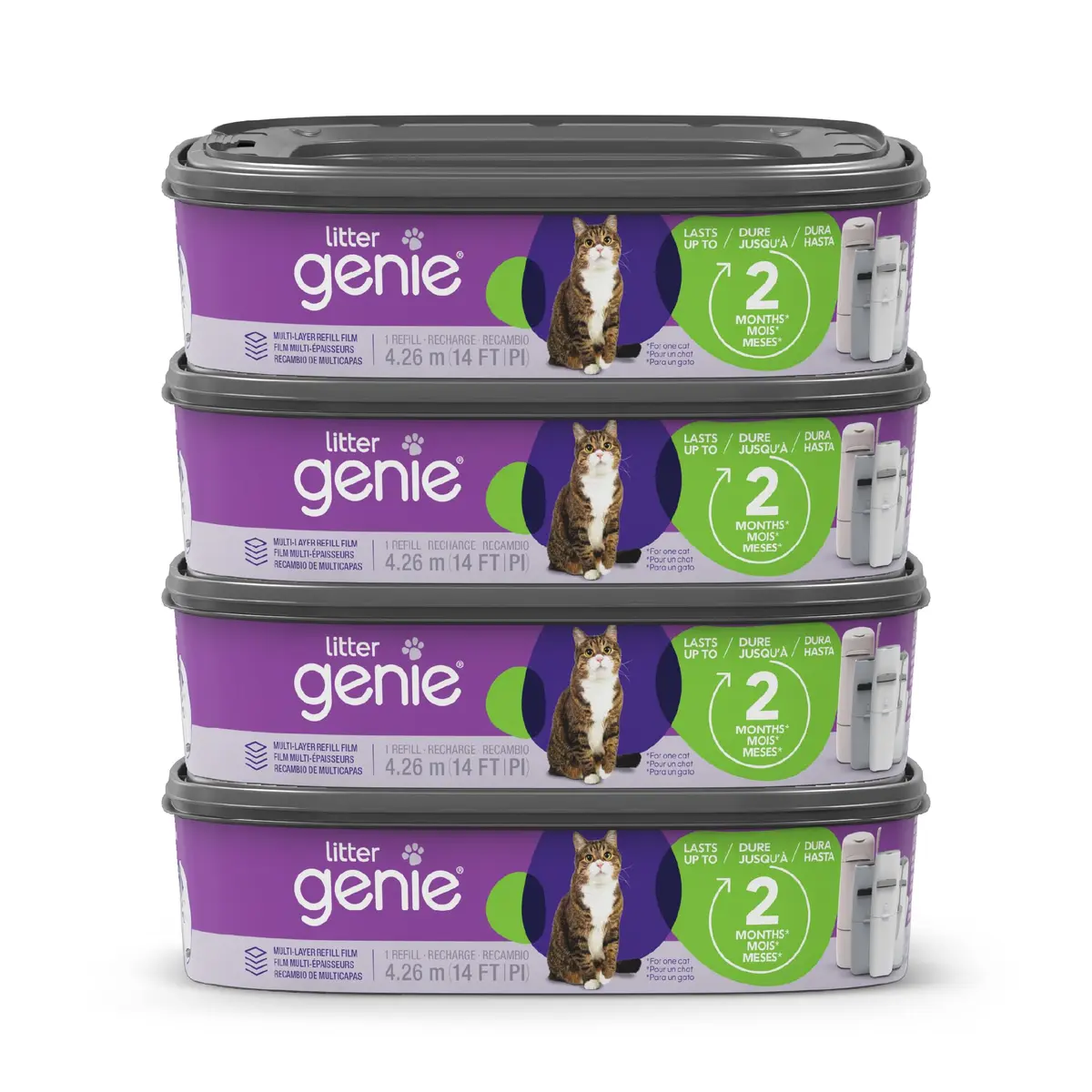 Litter Genie Standard Square Refill Bags, 4-Pack | Odor-Locking, Custom Length, 56 ft - main product image