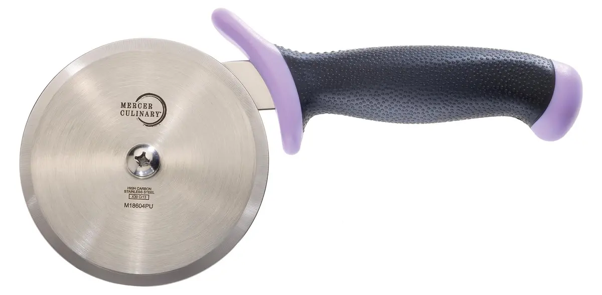 Mercer Culinary Millennia Pizza Cutter with Purple Handle, 4 Inch Wheel, Stainless Steel | High-Performance Japanese Steel Blade - main product image