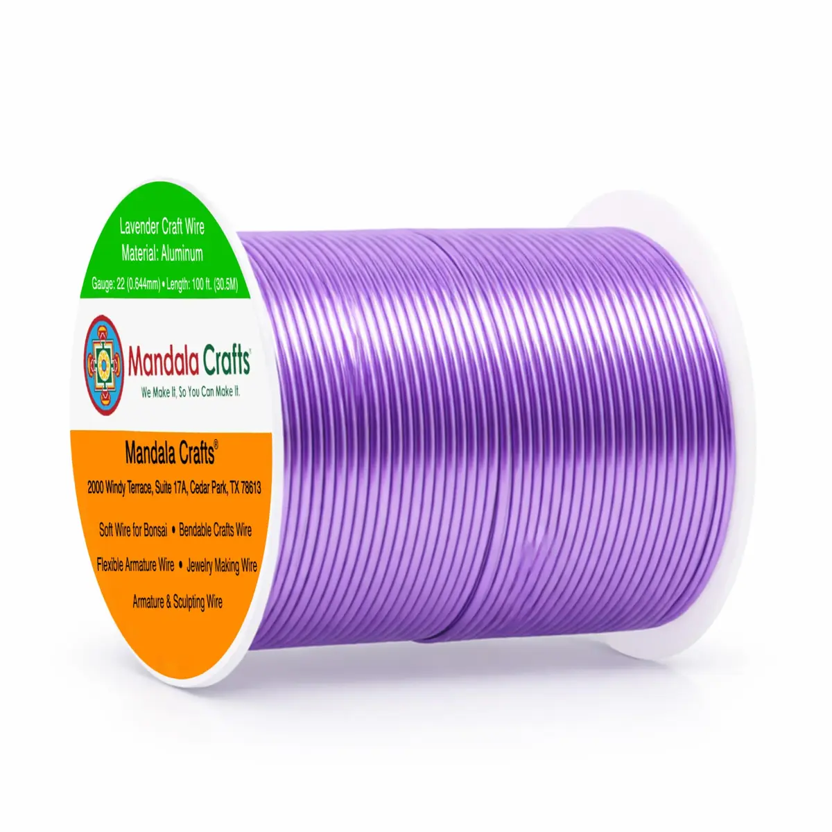 Mandala Crafts 22 Gauge Lavender Anodized Aluminum Craft Wire, 100 FT | Durable, Shapeable & Tarnish-Resistant - main product image