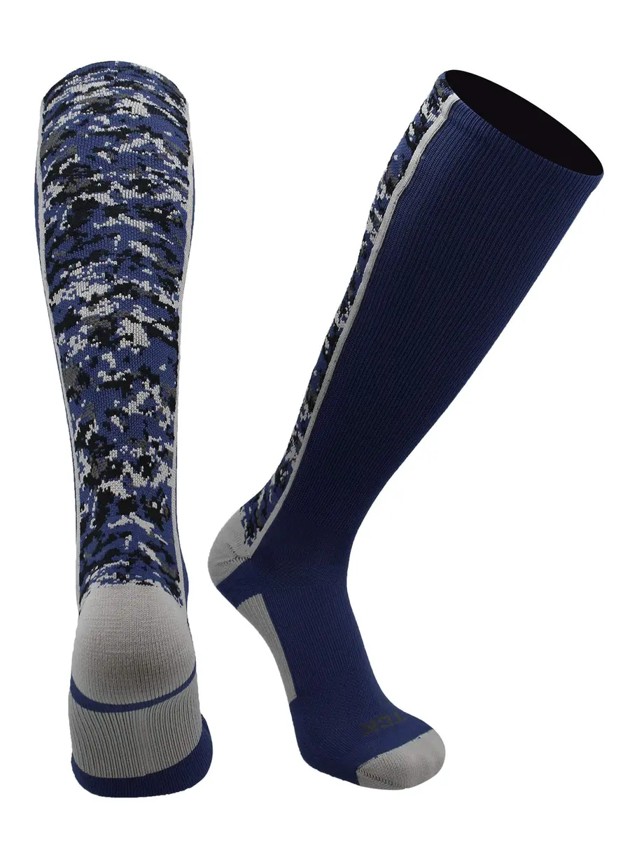 TCK Digital Camo OTC Socks for Youth & Adults - Navy, Large | Athletic Support & Durability - main product image