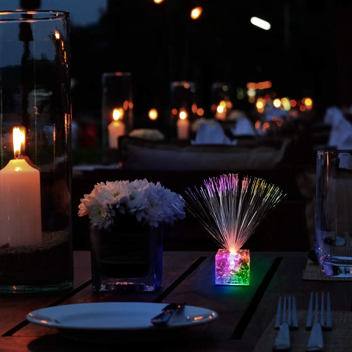 FlashingBlinkyLights Clear Light Up Centerpiece Set of 12 | Color Changing LED Party Decor - view 3