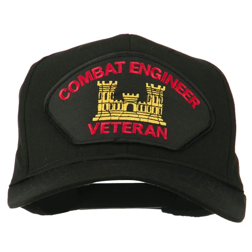 e4Hats.com Combat Engineer Veteran Military Patch Cap Black | Adjustable Cotton Baseball Hat for Men & Unisex - main product image