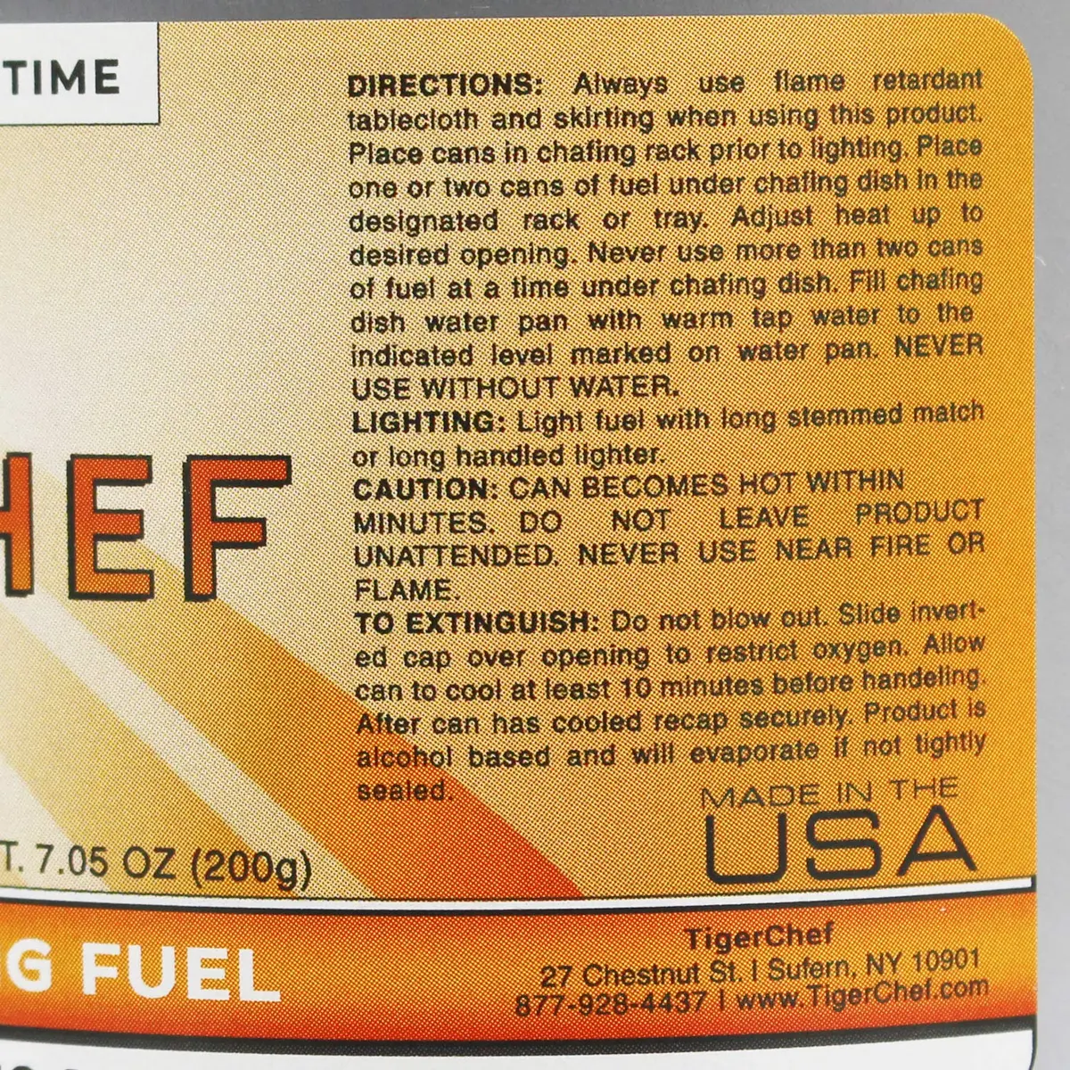 Tiger Chef Gel Fuel 7 oz Can | Odorless, Spill-Free, 2.5 Hour Burn Time - view 4