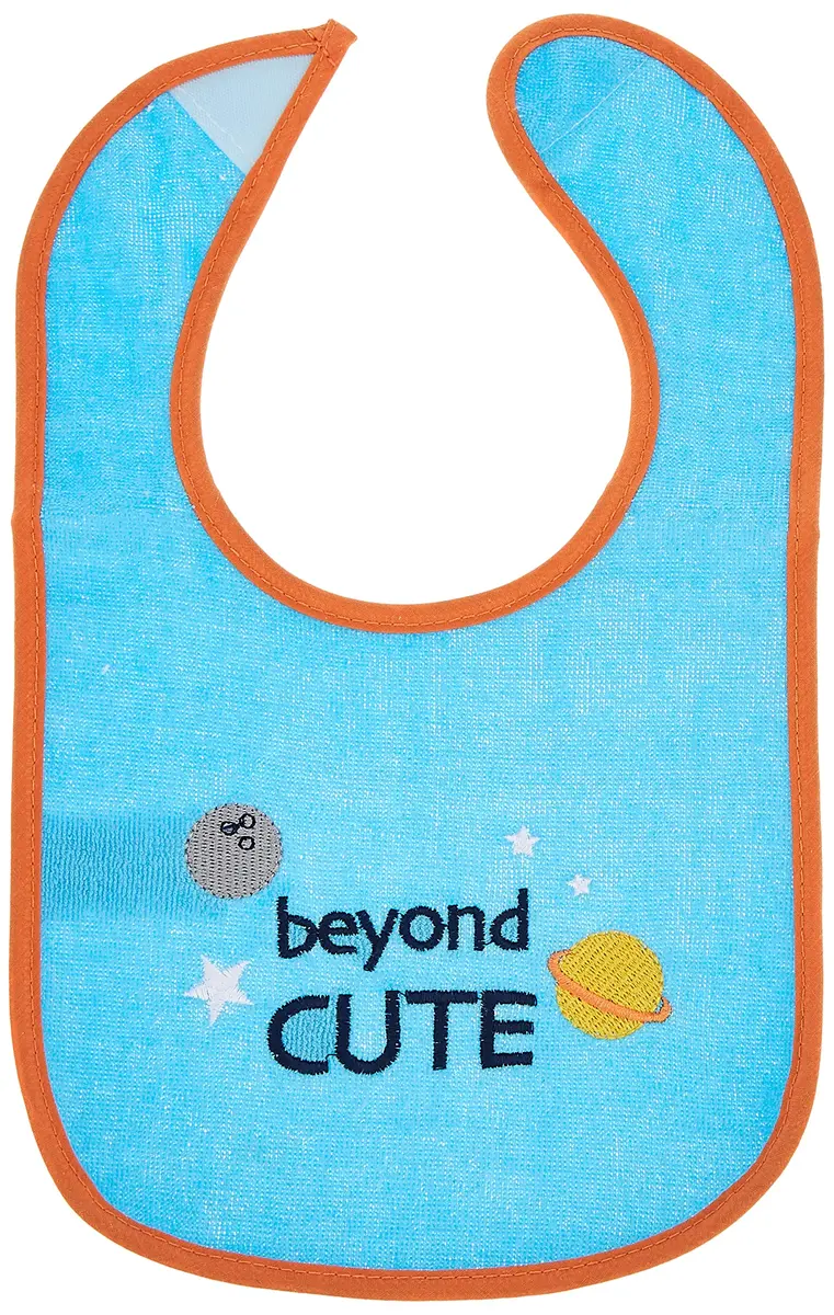 Luvable Friends Baby Cotton Terry Drooler Bibs with PEVA Back, Blue Rocket, One Size | Waterproof & Machine Washable - view 2