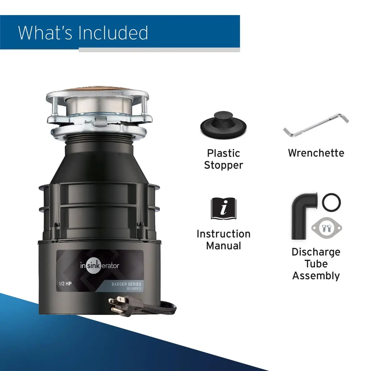 InSinkErator Badger 5 Garbage Disposal 1/2 HP Continuous Feed | 1.89 kg (4.17 lb) Motor Assembly - view 9