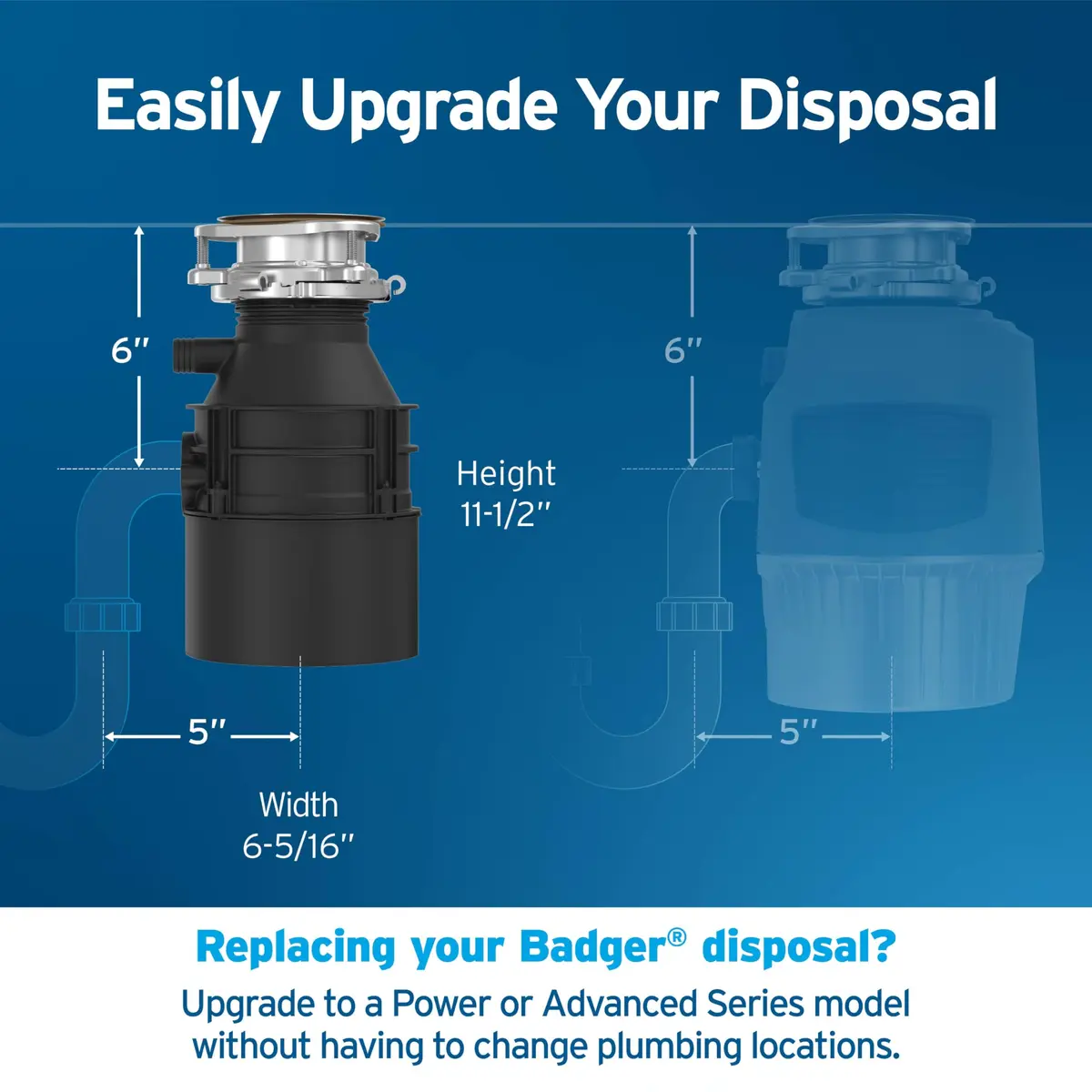 InSinkErator Badger 5 Garbage Disposal 1/2 HP Continuous Feed | 1.89 kg (4.17 lb) Motor Assembly - view 10