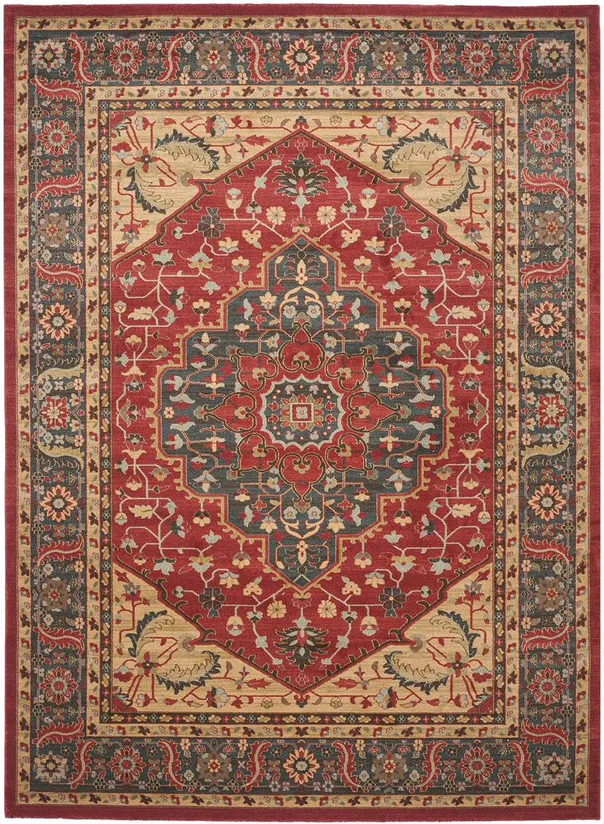 SAFAVIEH Mahal Collection Area Rug - 8' x 11', Navy & Red, Traditional Oriental Design, Non-Shedding & Easy Care - view 2