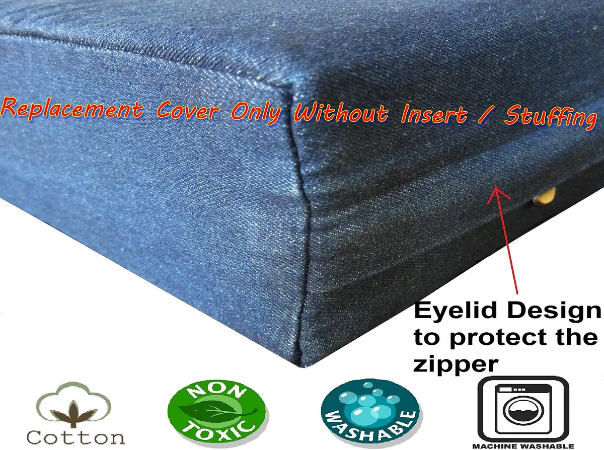 Dogbed4less 41x27x4 Inches Large Denim Dog Pet Bed Cover | Durable & Washable - view 3