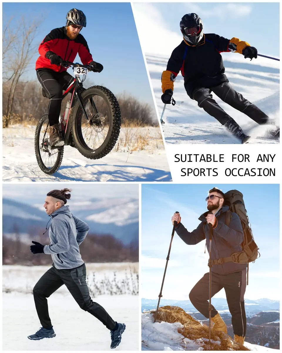 4ucycling Men's Mountain Bike Pants, Thermal Fleece Windproof Winter Cycling Pants | Windproof, Water-Resistant, Thermal Insulation - view 6