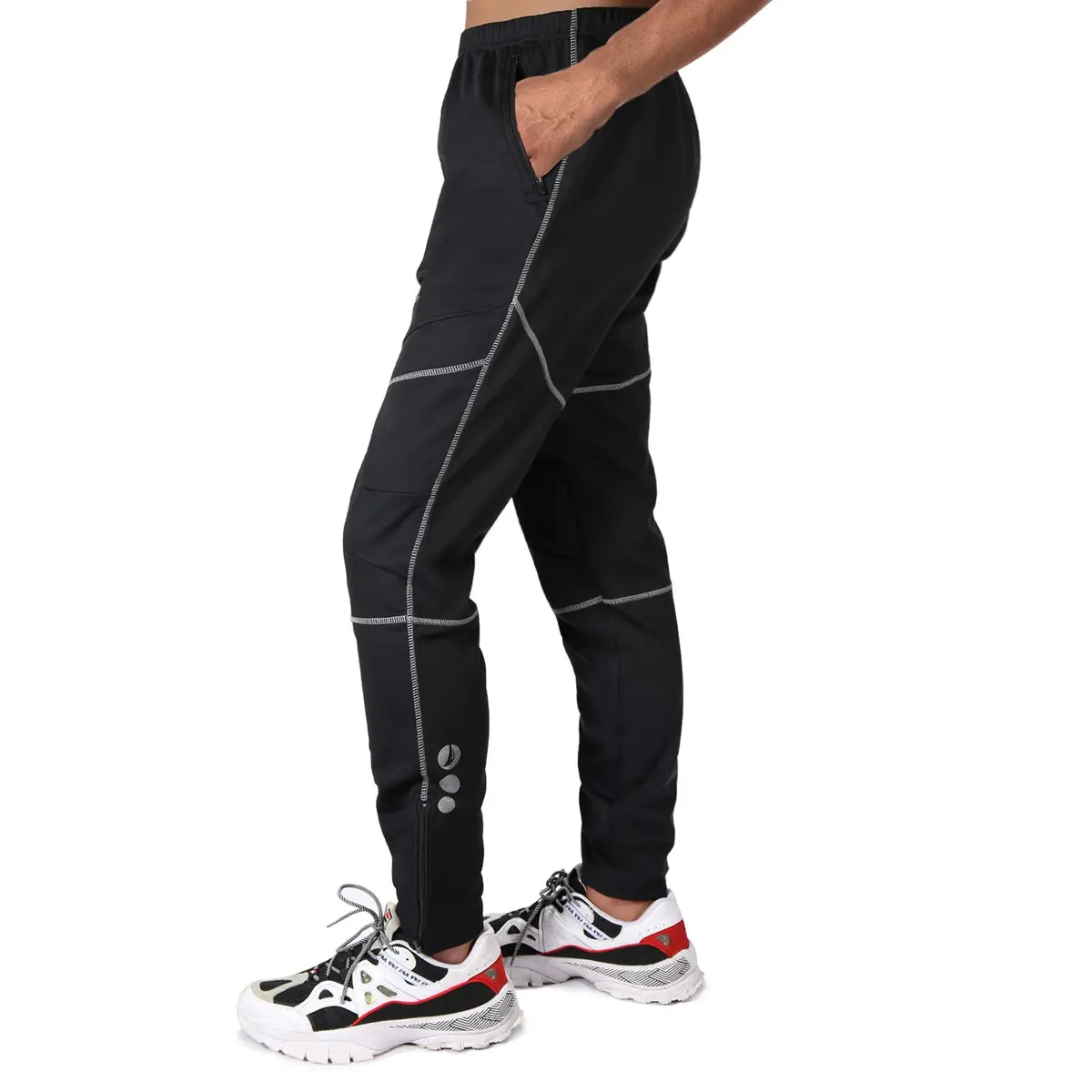 4ucycling Men's Mountain Bike Pants, Thermal Fleece Windproof Winter Cycling Pants | Windproof, Water-Resistant, Thermal Insulation - view 3