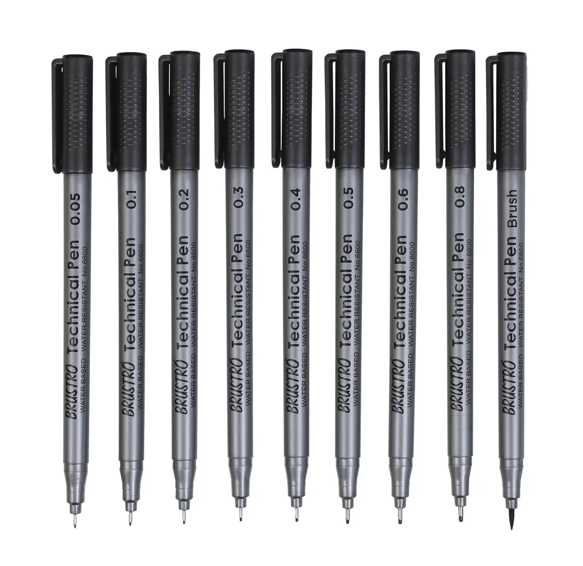 BRUSTRO Technical Pen (Pack Of 9) 0.9mm | Fine, Waterproof Ink for Art & Design - view 2