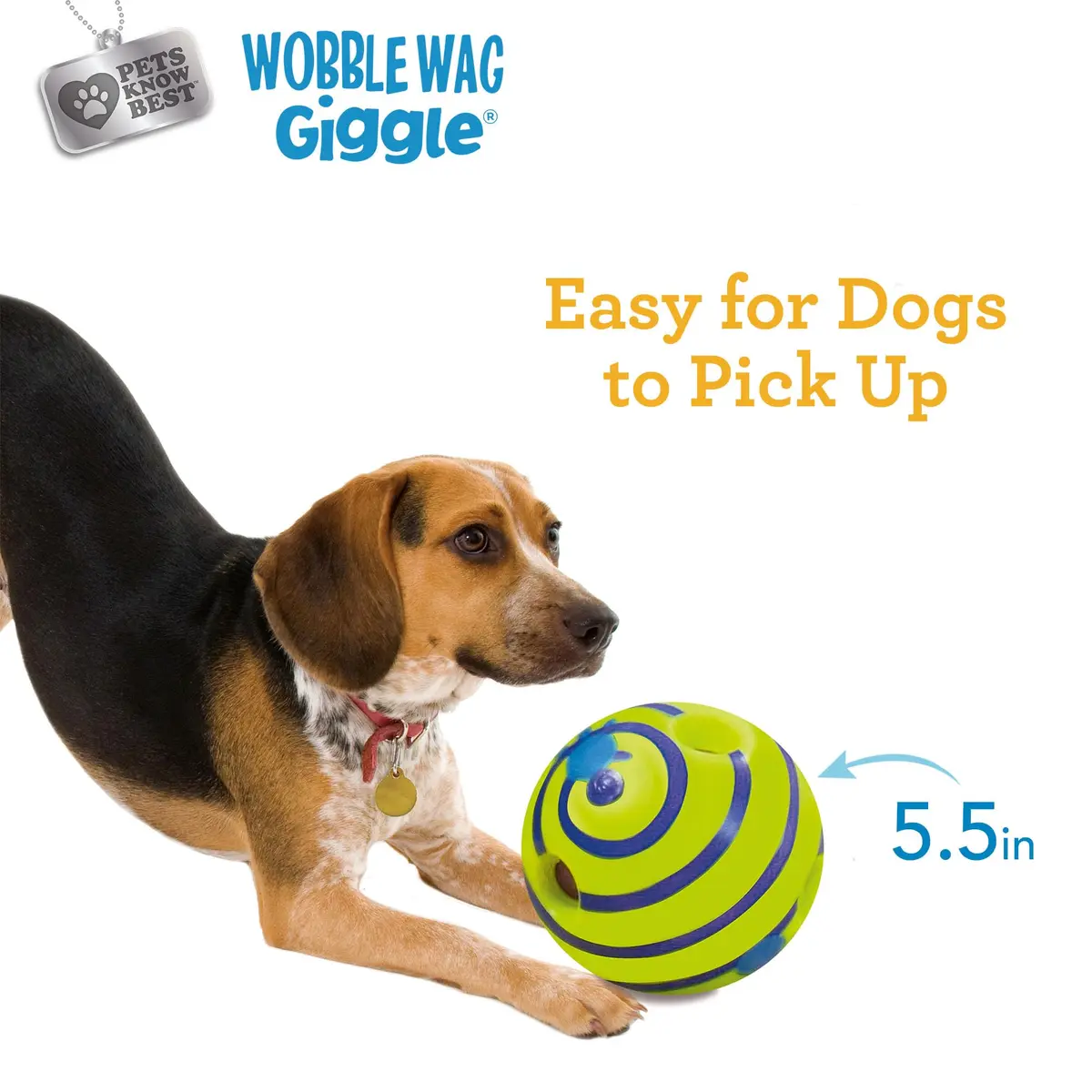 Wobble Wag Giggle Ball Dog Toy 5.5" | Interactive Noise-Making Playmate - view 6