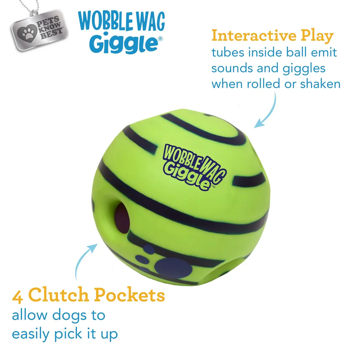 Wobble Wag Giggle Ball Dog Toy 5.5" | Interactive Noise-Making Playmate - view 3