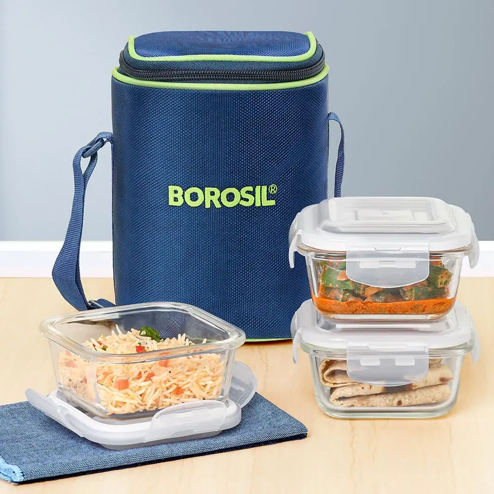 Borosil Klip N Store Microwavable Containers 320ml Set of 3 | Leakproof Food Storage for India - view 6