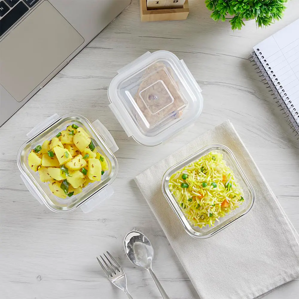 Borosil Klip N Store Microwavable Containers 320ml Set of 3 | Leakproof Food Storage for India - view 9