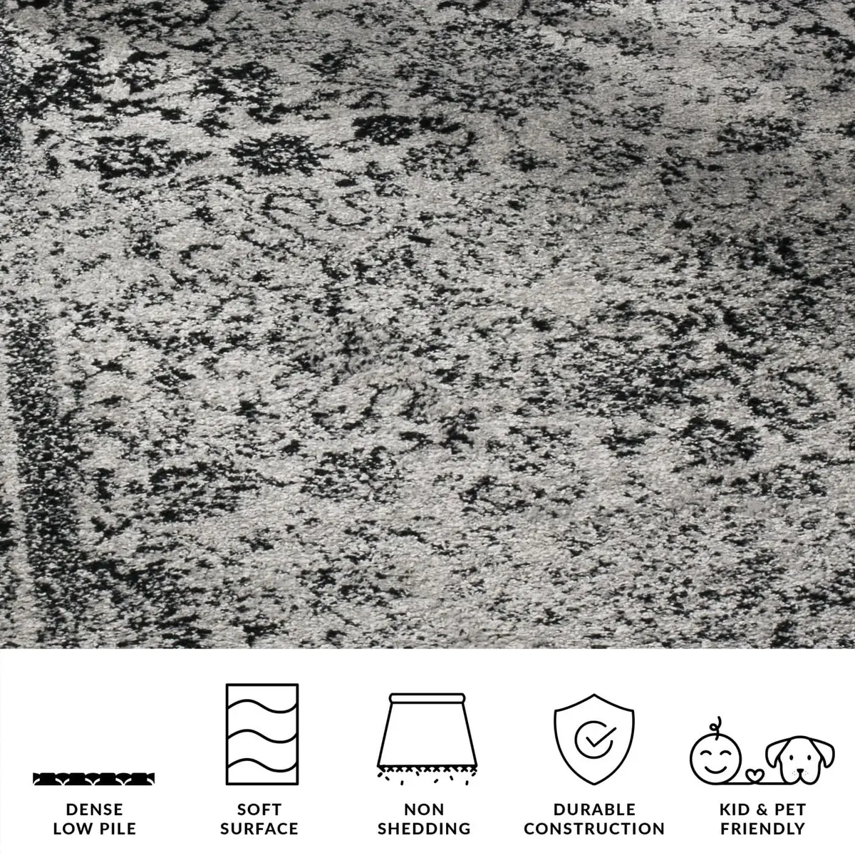 SAFAVIEH Grey Runner Rug 2'6" x 12' | Vintage Distressed Floral Design, Non-Shedding - view 3