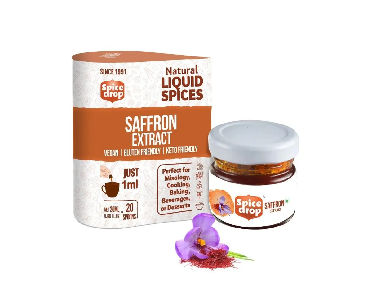 Spice Drop Pure Saffron Extract 20ml (0.68 Fl Oz) | Kashmiri Saffron Essence for Cooking & Beverages - main product image
