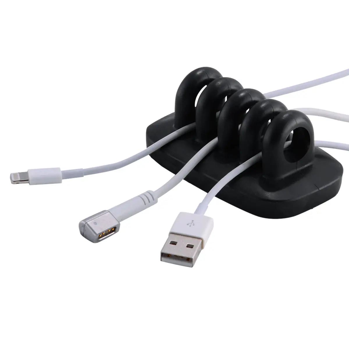 JacobsParts Cable Clip Holder Weighted Desk Cord Management Fixture (Black) | Compact Rubber & Alloy Steel - main product image