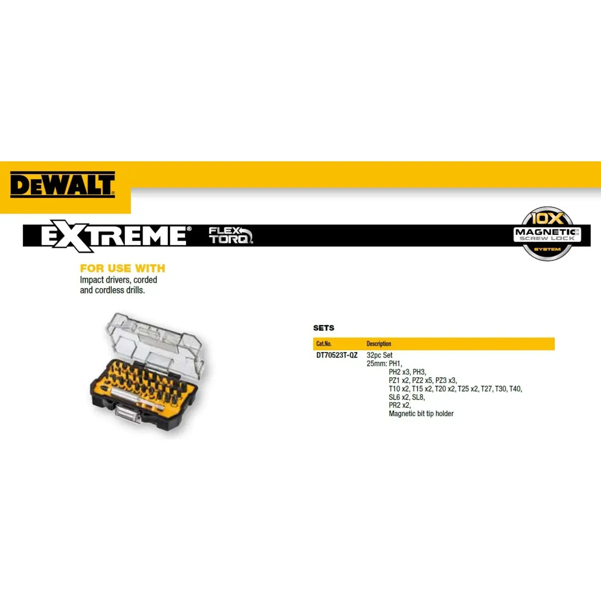 DEWALT Torsion Bit-Set (32 Piece) with 10x Stronger Magnetic Force | 14.1cm x 14.5cm x 4.2cm - view 3