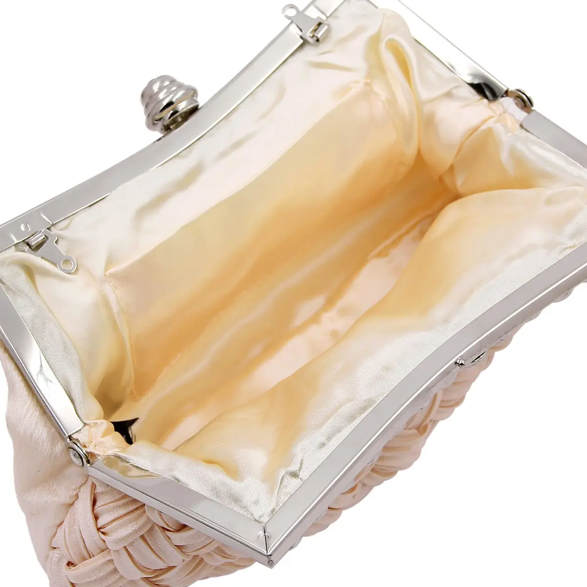 TrendsBlue Elegant Braided Pleated Glitter Rhinestone Clutch, Cream | Versatile Night Out Accessory - view 5