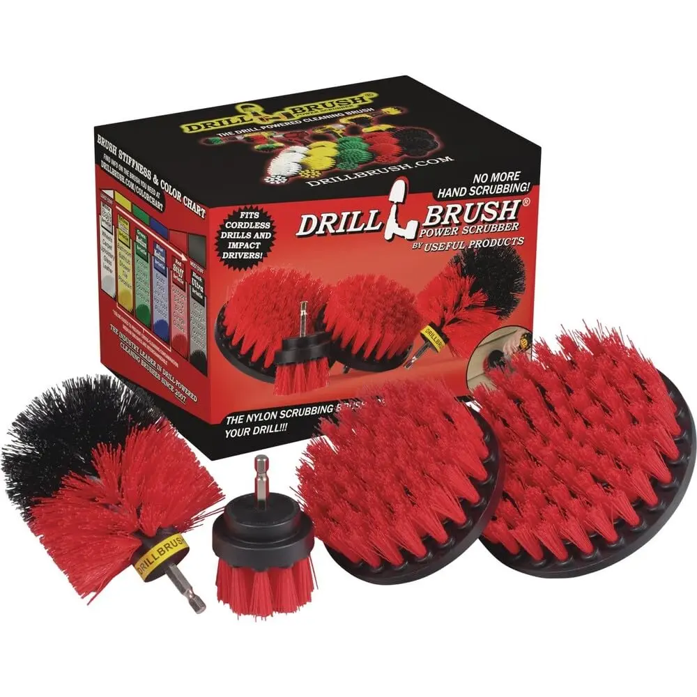 Drillbrush Heavy Duty Stiff Bristle 4 Piece Brush Kit for Cordless Drill | Power Cleaning Set for Concrete & Brick - main product image