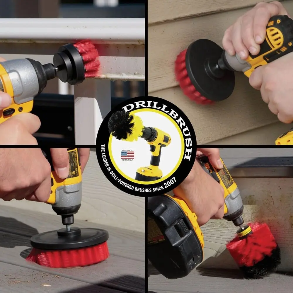 Drillbrush Heavy Duty Stiff Bristle 4 Piece Brush Kit for Cordless Drill | Power Cleaning Set for Concrete & Brick - view 2
