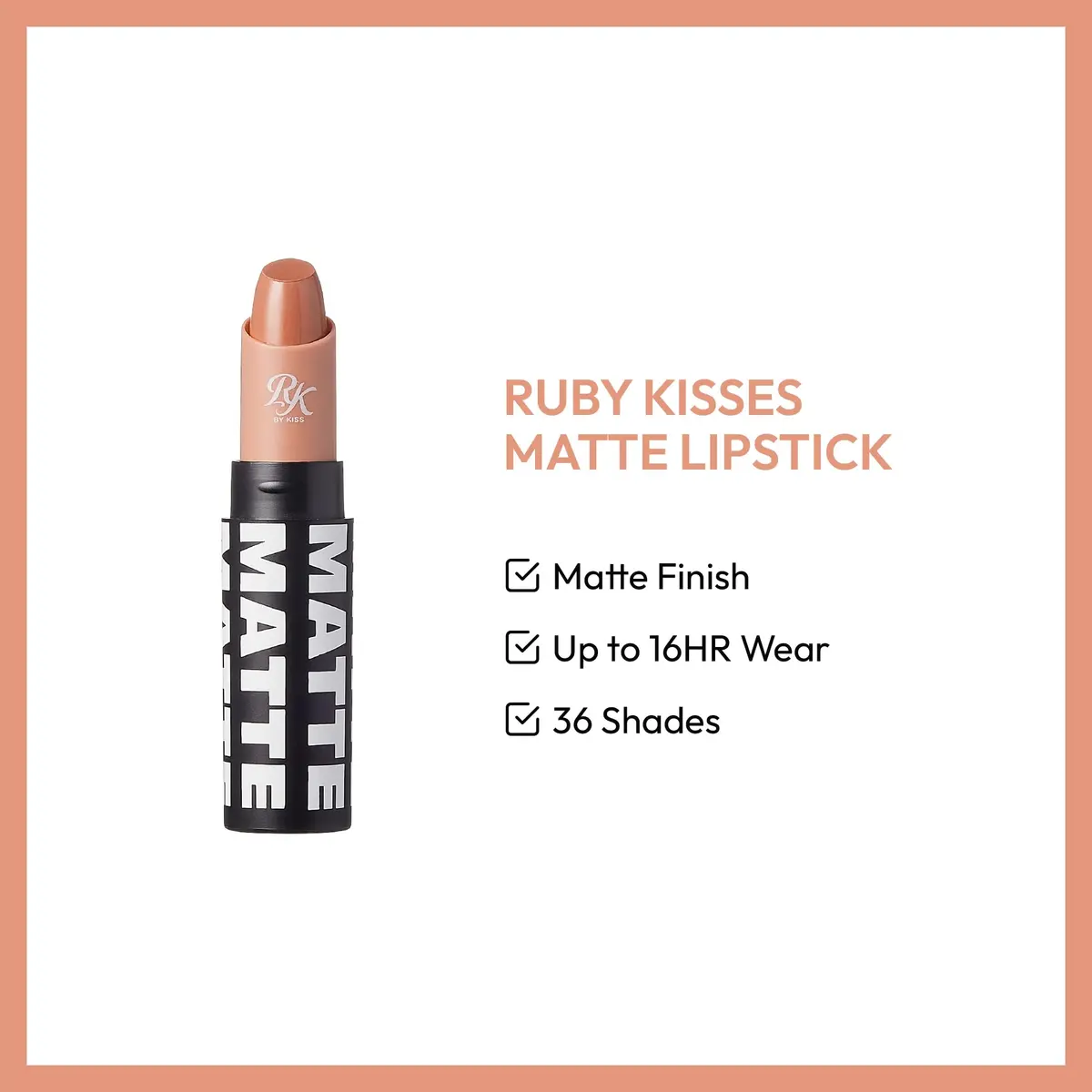 Ruby Kisses Matte Lipstick Brown Sugar 3ml (0.12 oz) | Long-Lasting Full Coverage - view 3