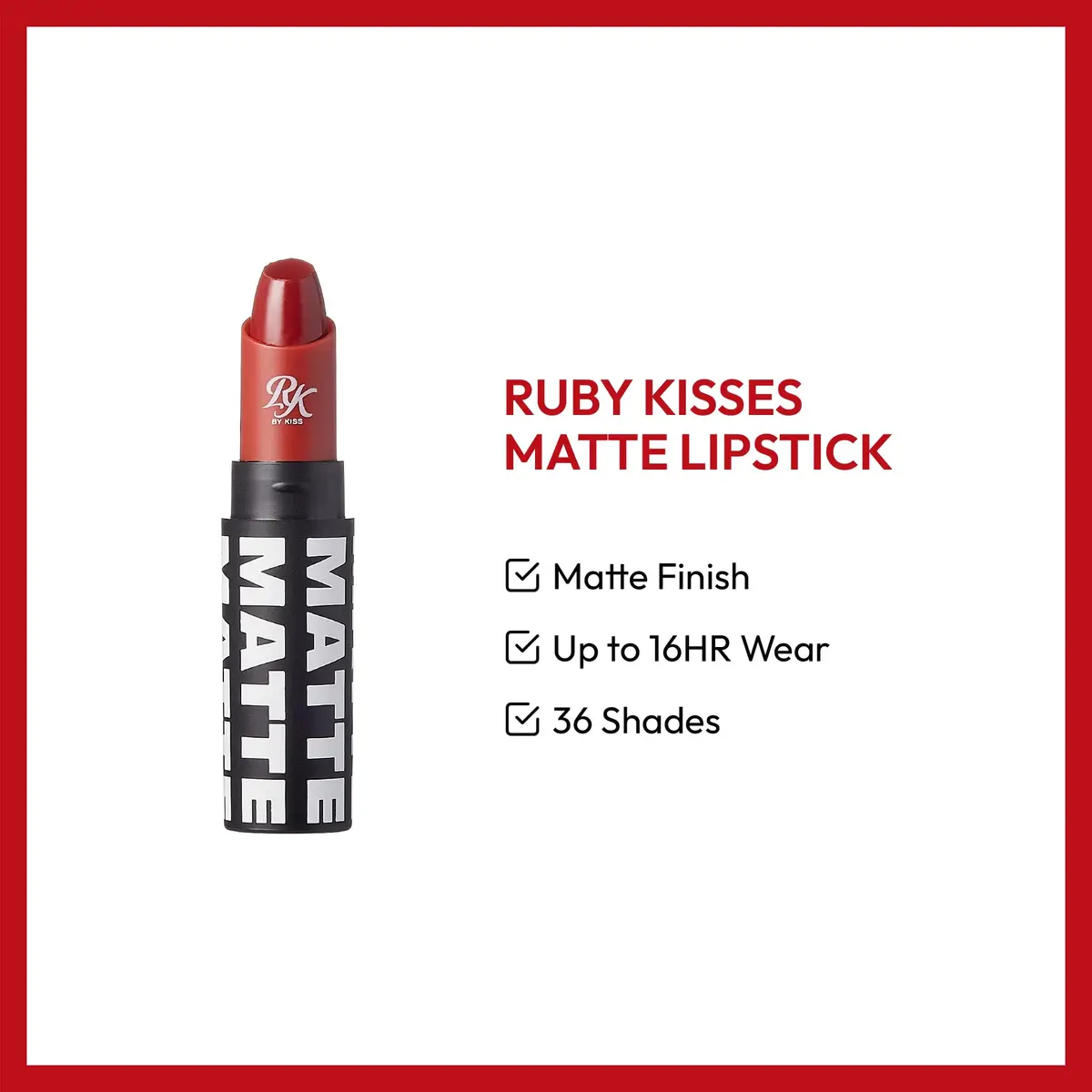 Ruby Kisses Ultra Matte Lipstick 3.5g (0.12oz) Vampire Red | Long-Lasting Full Coverage - view 3