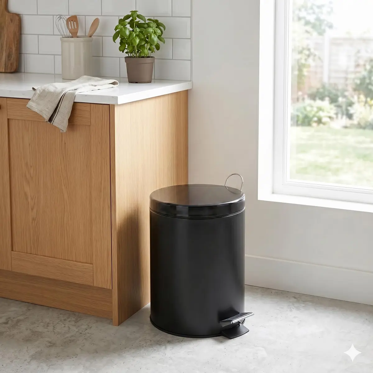 Honey-Can-Do Black Trash Can 12L | Hands-Free Step Pedal, Removable Inner Bucket - view 2