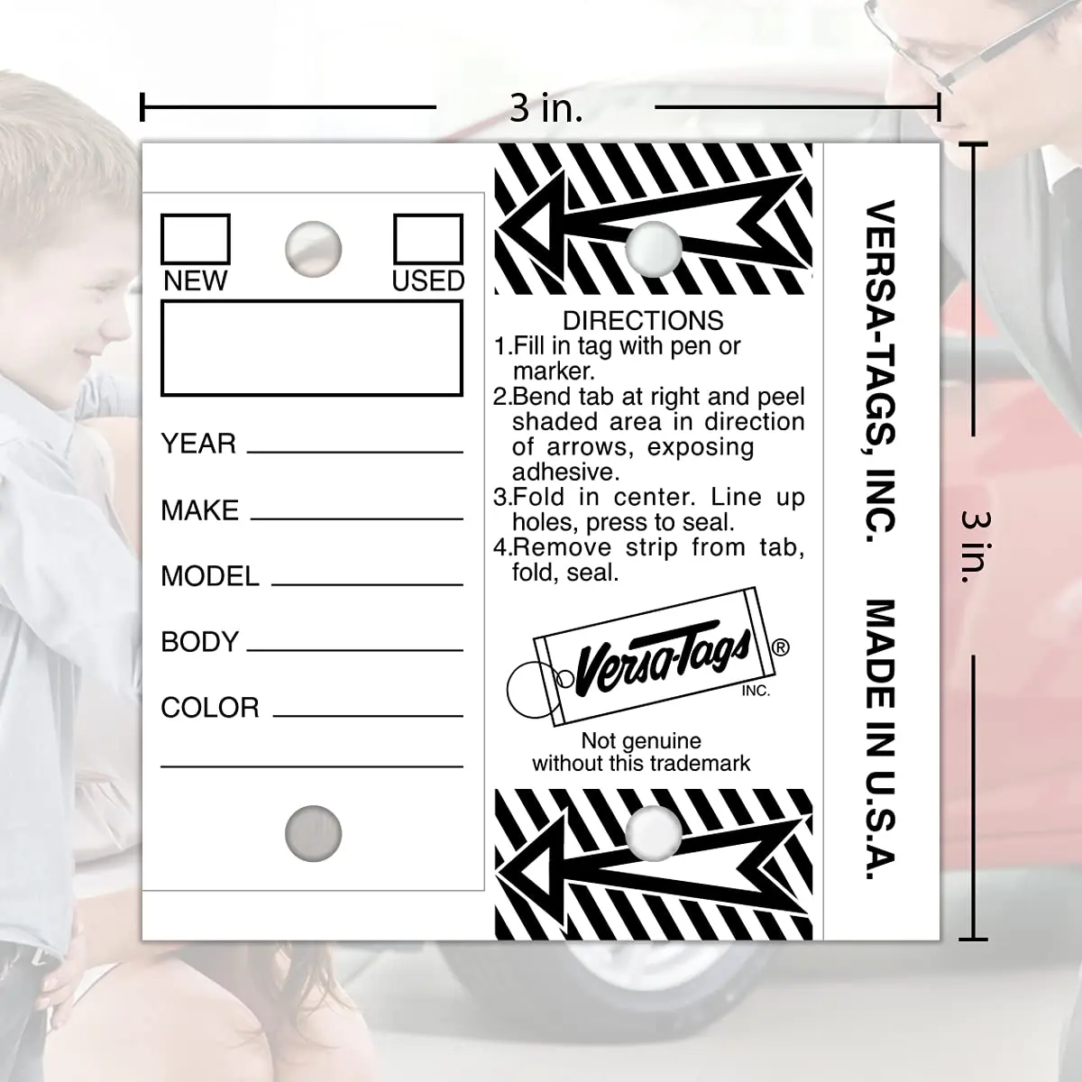 Versa-Tags White Self-Protecting Key Tags with Split Rings | Durable, Tear-Resistant Vehicle & Office Key Labels - view 2