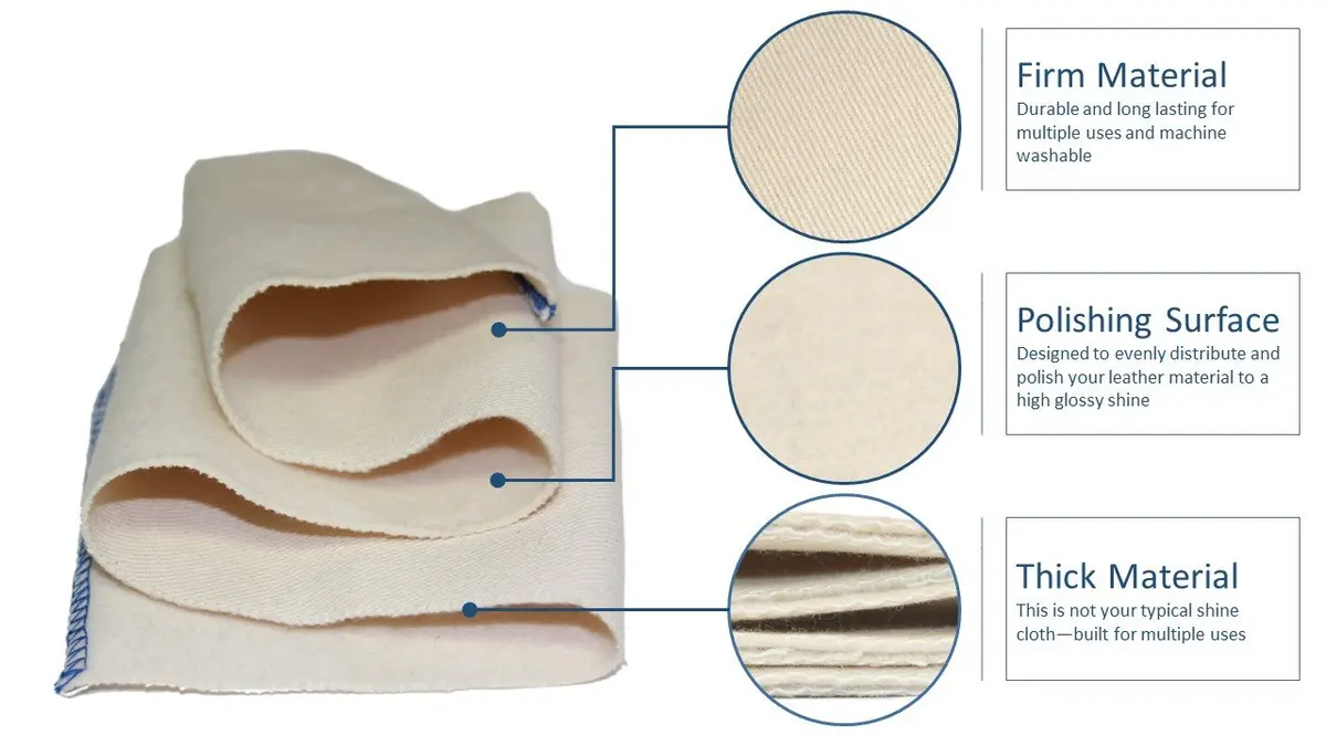 FeetPeople Shoe Shine Buffing Cloth 6 Pack | Mirror Finish, Thick Cotton Blend, 20 x 5 inches - view 3