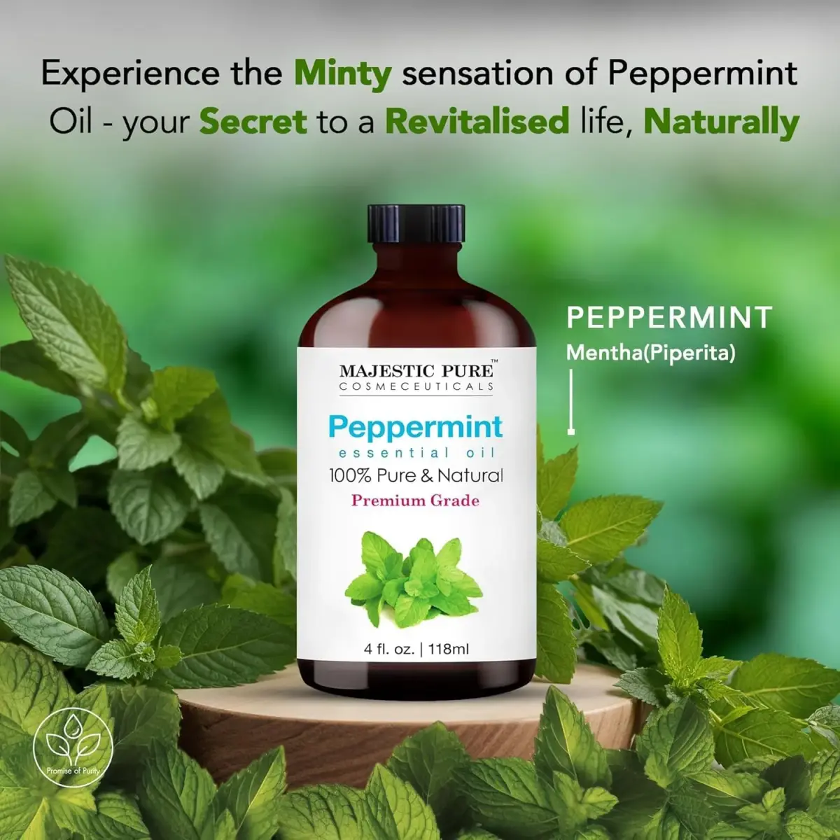 Majestic Pure Peppermint Essential Oil 4 Fl Oz (118ml) | 100% Pure, Natural, Premium Grade - view 3