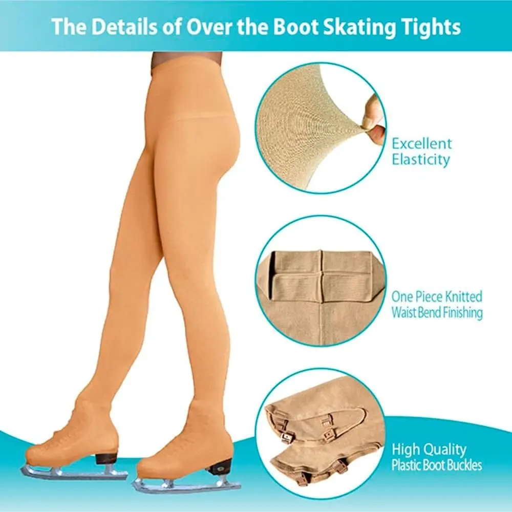 ChloeNoel Figure Skating Tan Over The Boot Tights TB8832 Large | Medium Weight, Soft Matte Finish, Adult Female - view 6