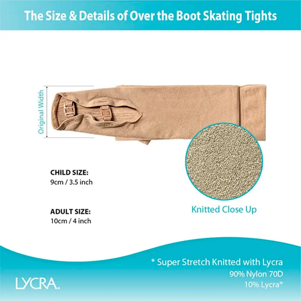 ChloeNoel Figure Skating Tan Over The Boot Tights TB8832 Large | Medium Weight, Soft Matte Finish, Adult Female - view 8