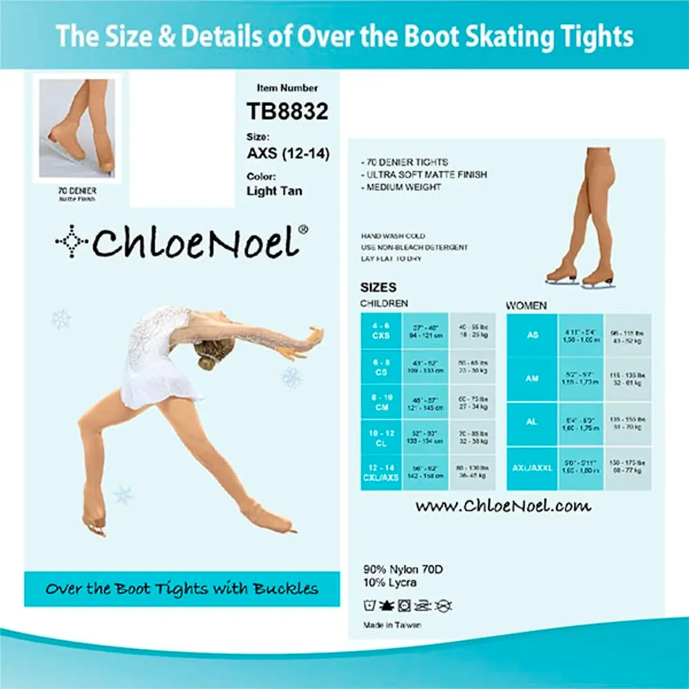 ChloeNoel Figure Skating Tan Over The Boot Tights TB8832 Large | Medium Weight, Soft Matte Finish, Adult Female - view 9