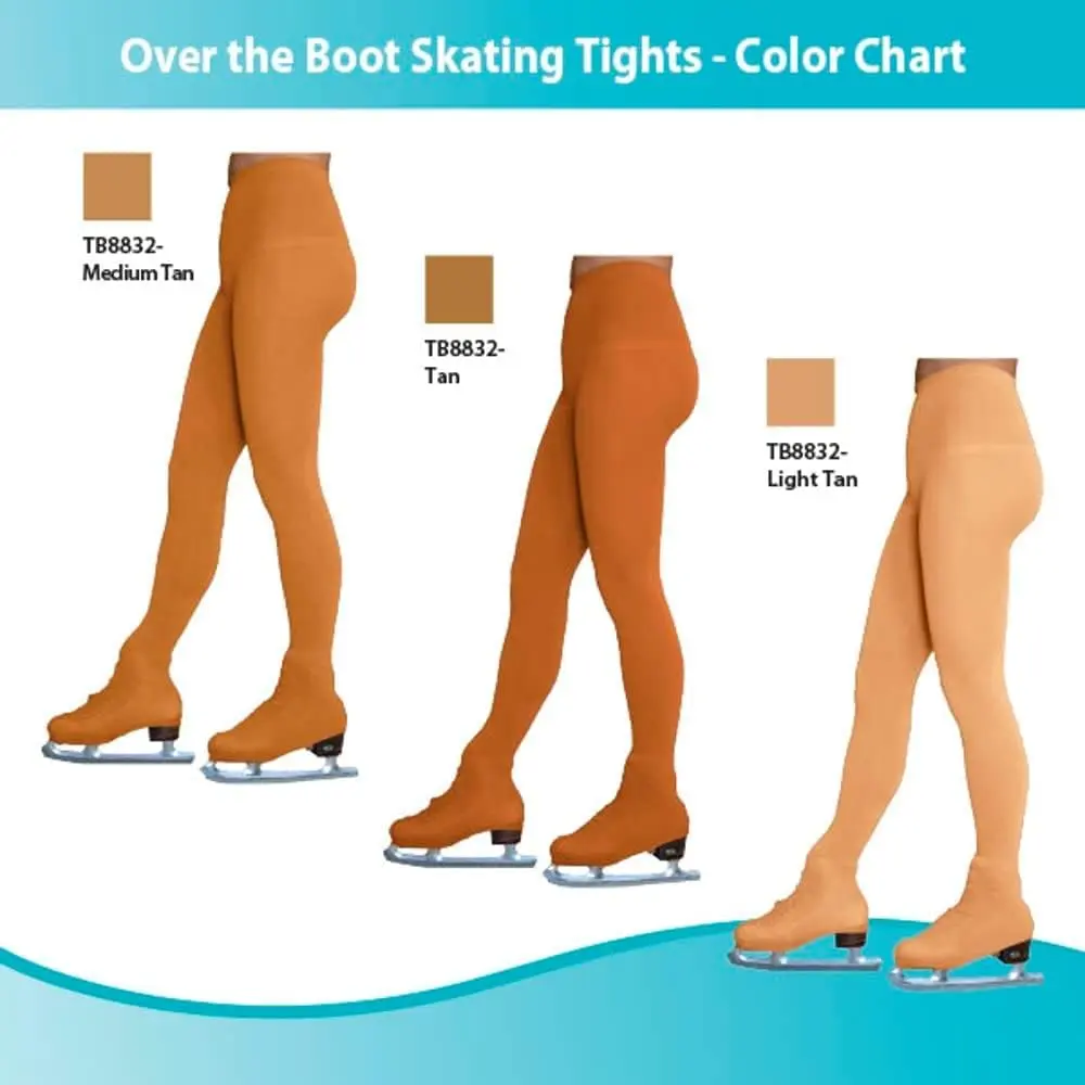ChloeNoel Figure Skating Tan Over The Boot Tights TB8832 Large | Medium Weight, Soft Matte Finish, Adult Female - view 3
