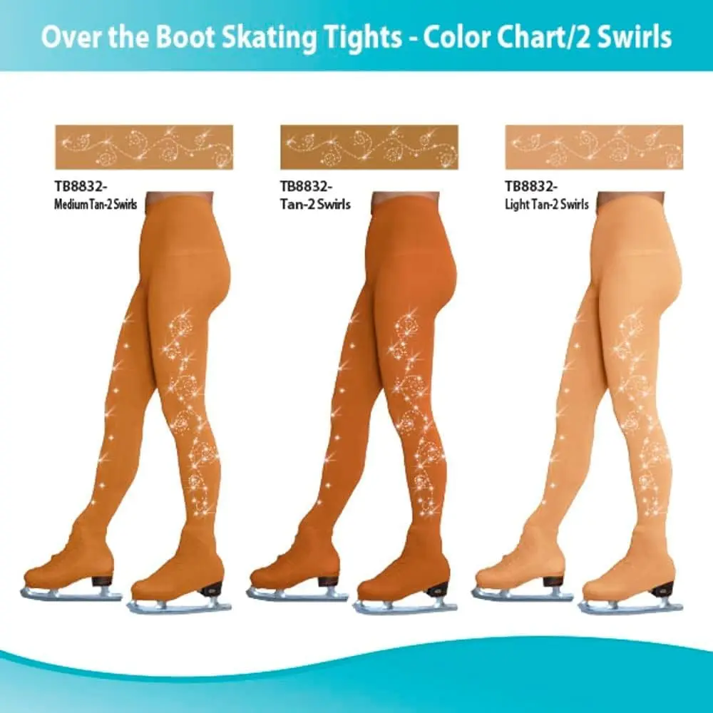 ChloeNoel Figure Skating Tan Over The Boot Tights TB8832 Large | Medium Weight, Soft Matte Finish, Adult Female - view 4