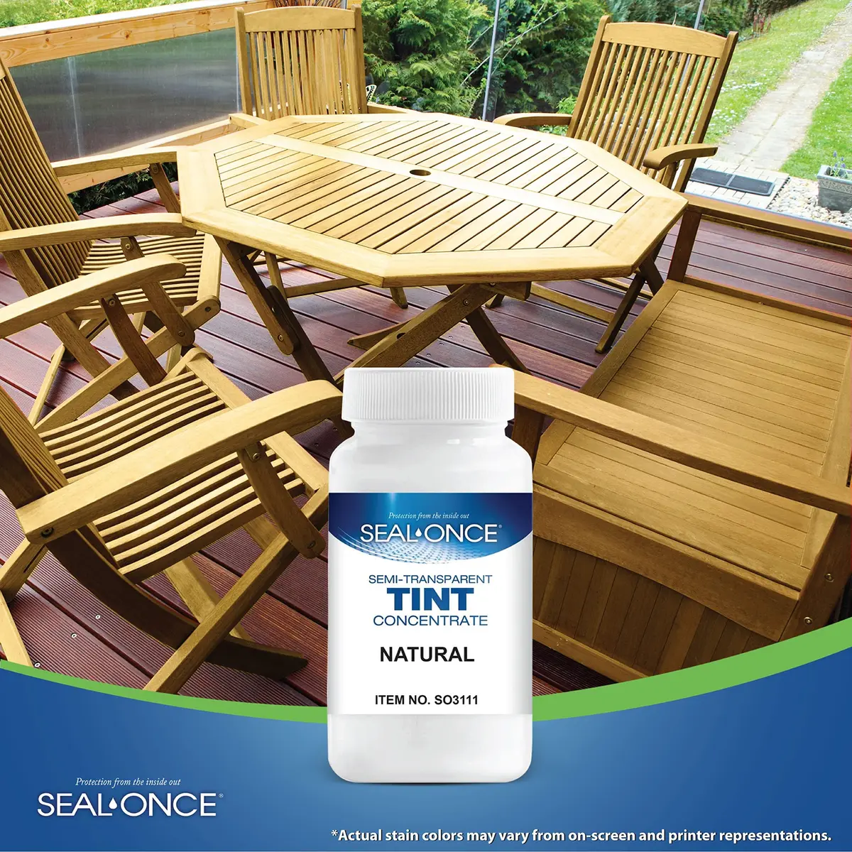 Seal-Once Semi-Transparent Multi-Surface Wood Stain Tint, Natural | Water-Based, UV-Resistant, 4 Fl Oz - view 4