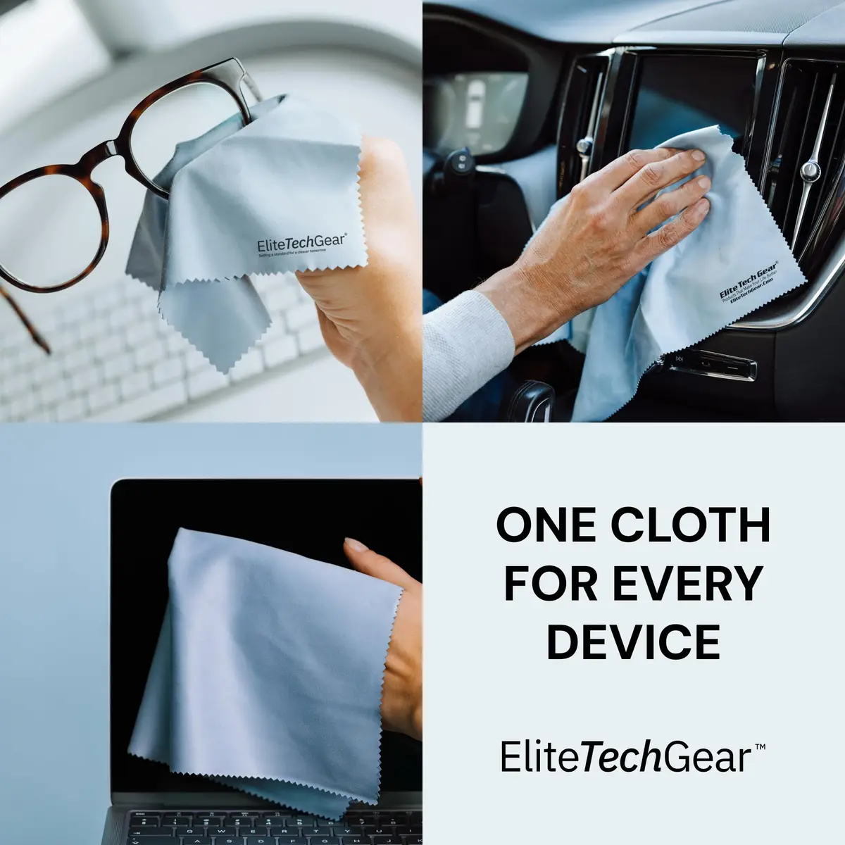 Elite Tech Gear Microfiber Eyeglass Cleaning Cloth, 12-Pack Blue, 12x12 | Streak-Free, Safe for Coated Lenses - view 5