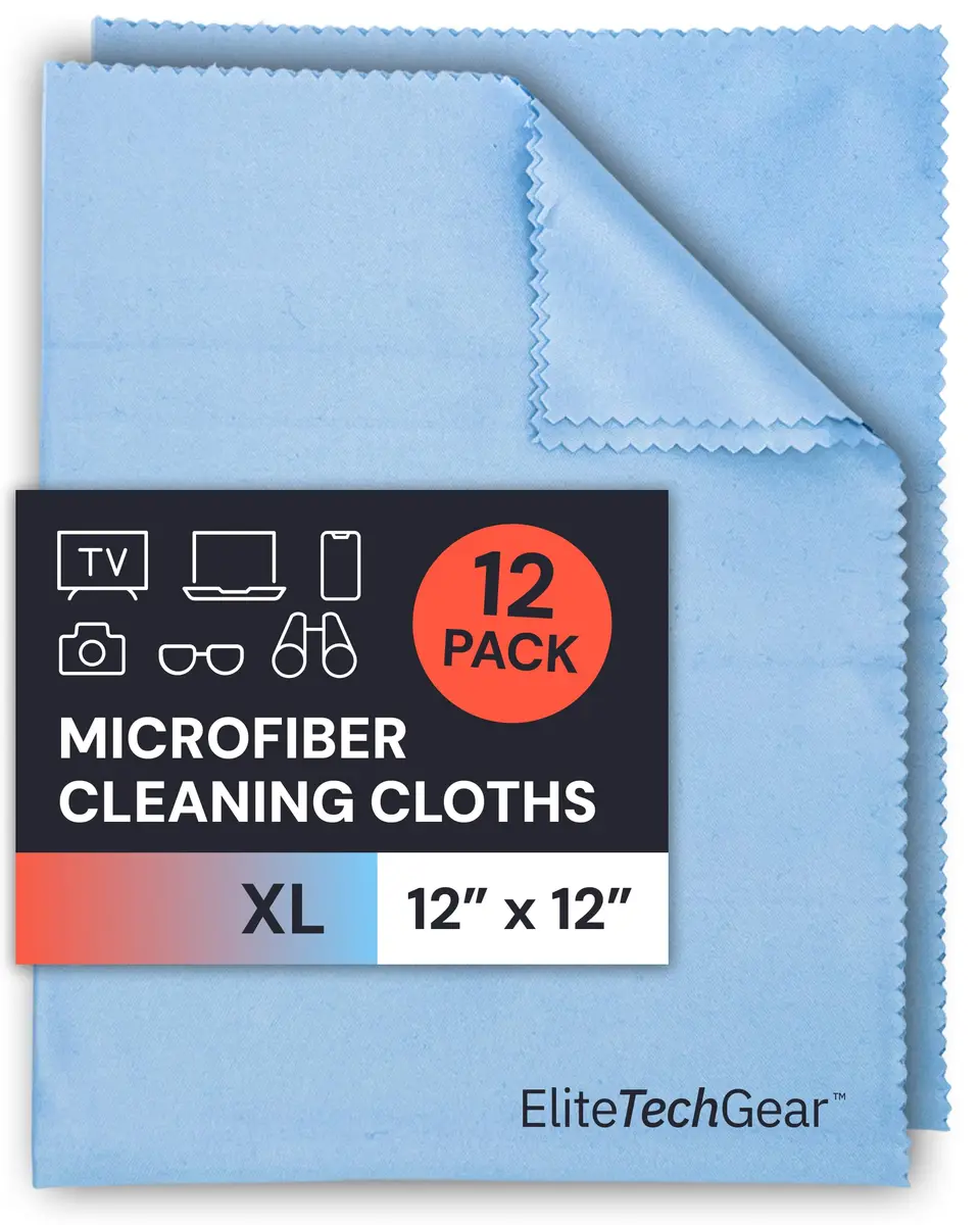 Elite Tech Gear Microfiber Eyeglass Cleaning Cloth, 12-Pack Blue, 12x12 | Streak-Free, Safe for Coated Lenses - main product image
