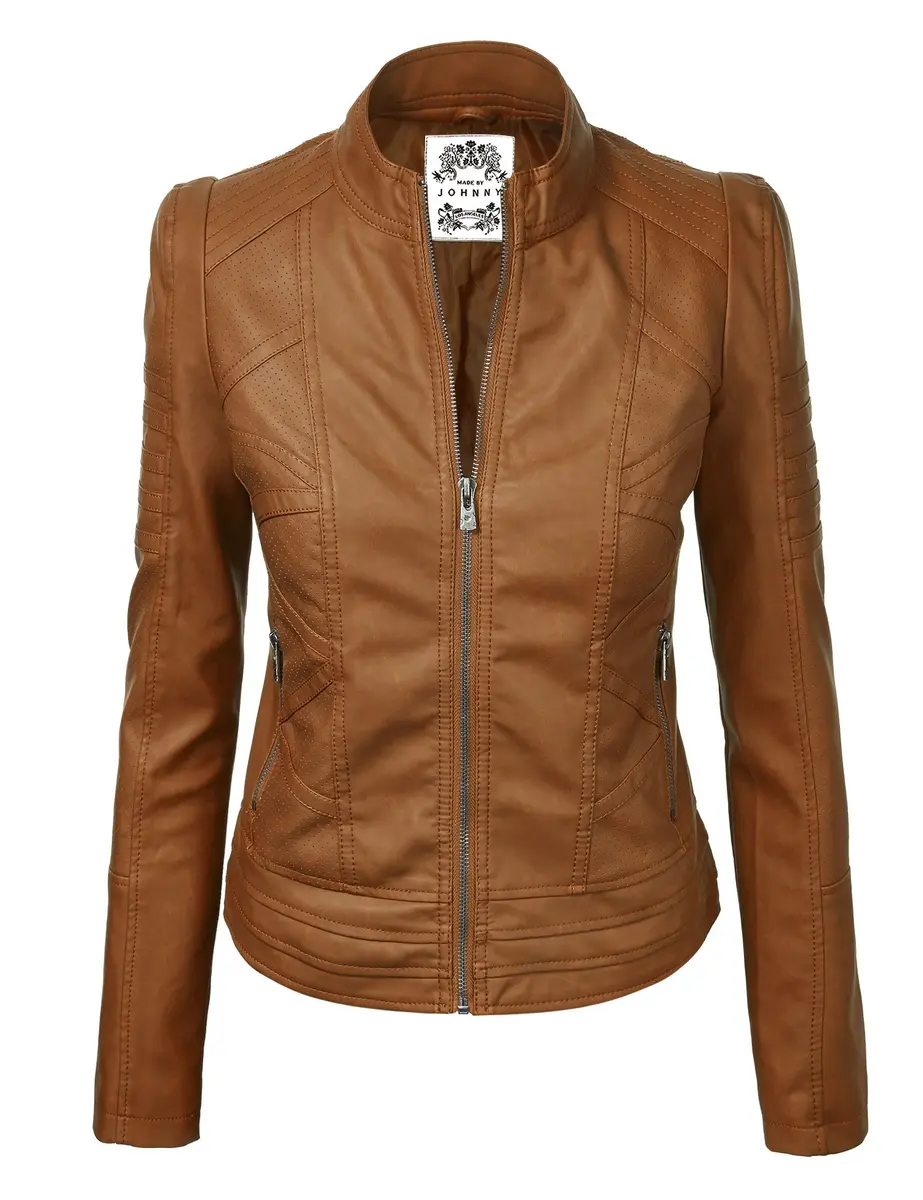 Made By Johnny Womens Vegan Leather Motorcycle Jacket Medium | Faux Leather, Fall Style - main product image