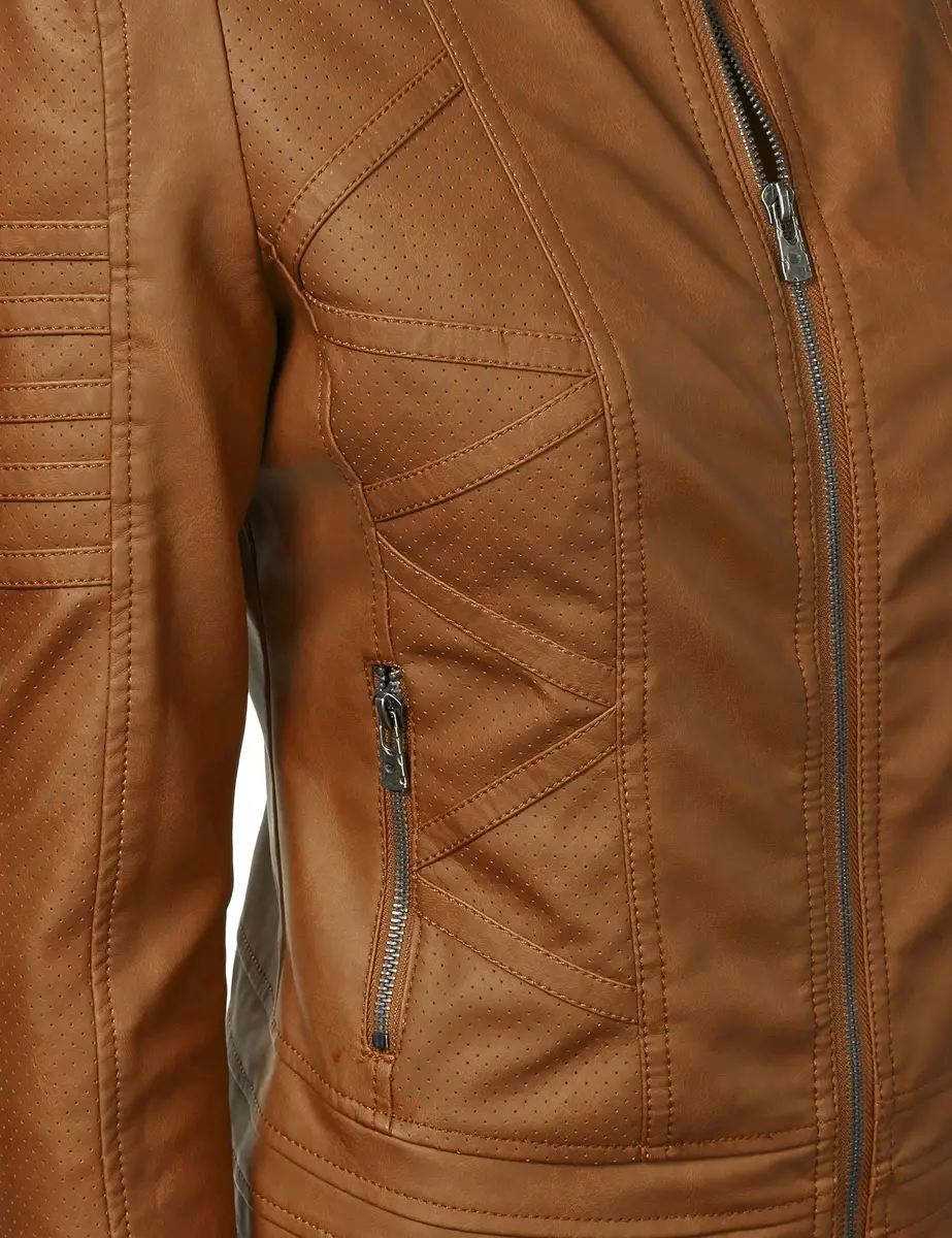 Made By Johnny Womens Vegan Leather Motorcycle Jacket Medium | Faux Leather, Fall Style - view 5