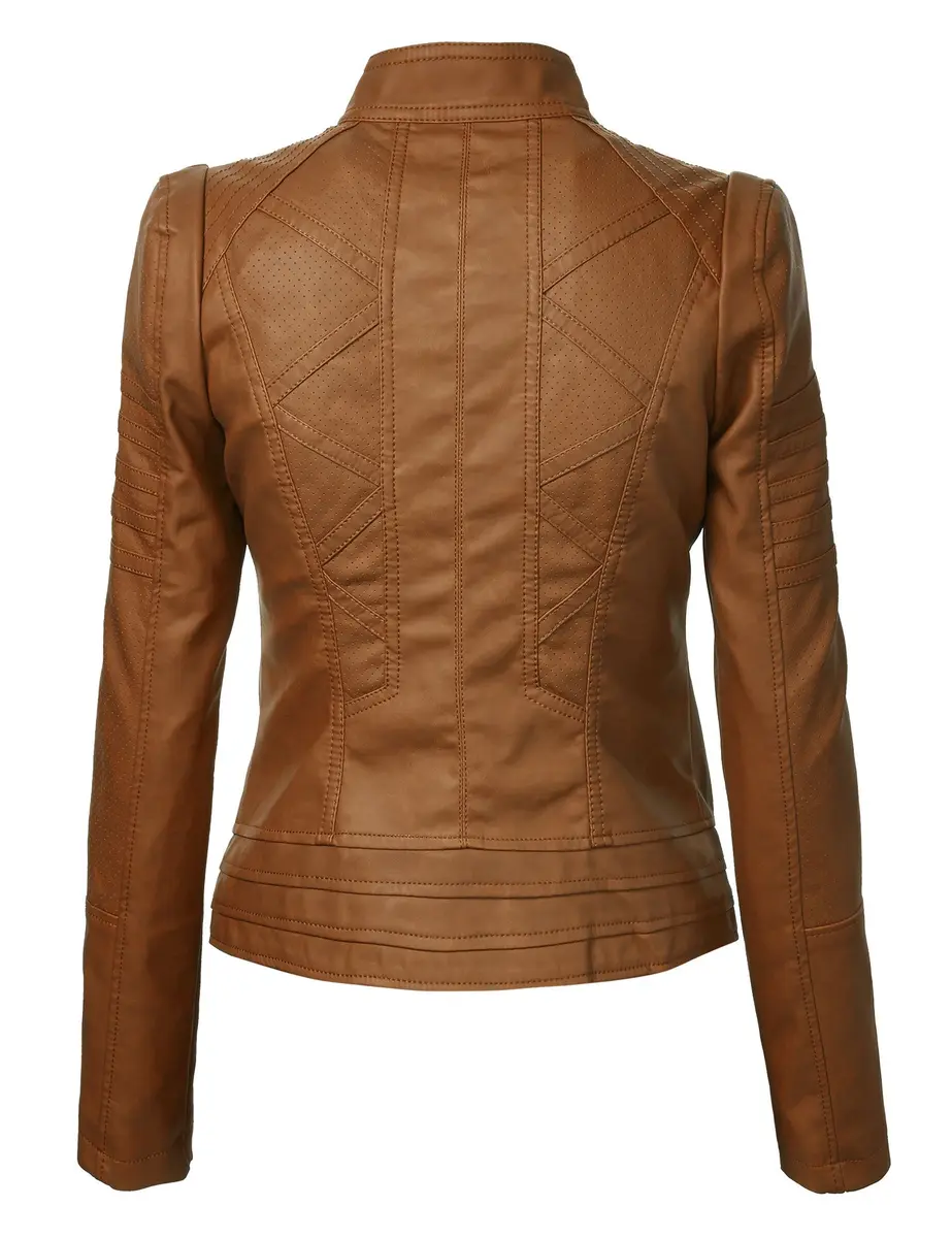 Made By Johnny Womens Vegan Leather Motorcycle Jacket Medium | Faux Leather, Fall Style - view 4