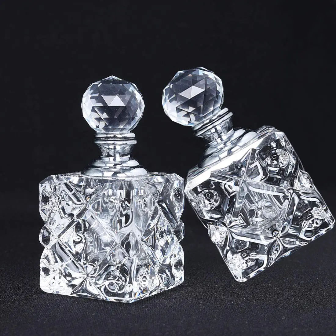 H&D HYALINE & DORA Clear Cubic Carved Crystal Refillable Perfume Bottle Desk Decor | Refillable, Elegant & Unique (70-120 chars) - view 6