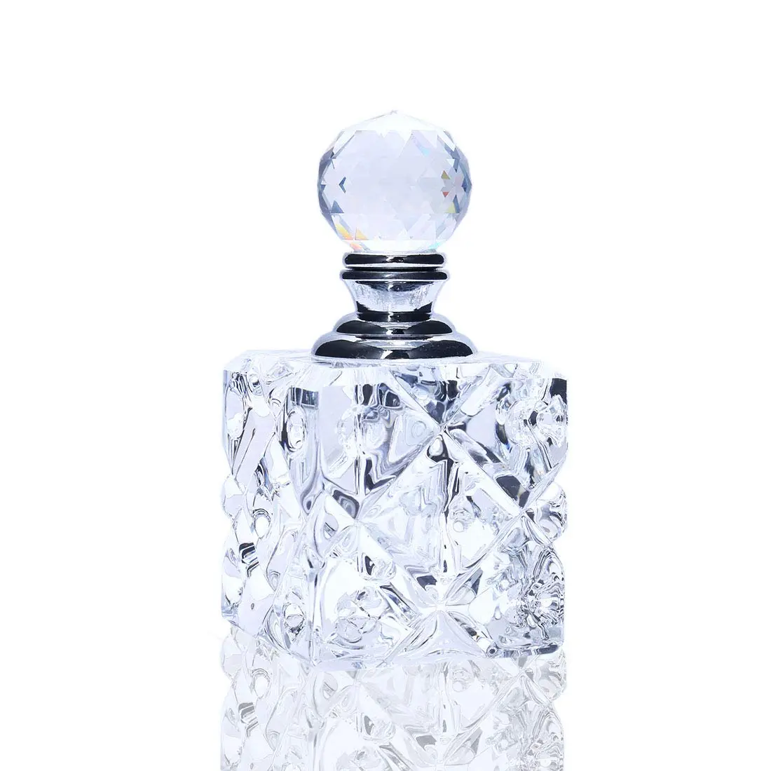 H&D HYALINE & DORA Clear Cubic Carved Crystal Refillable Perfume Bottle Desk Decor | Refillable, Elegant & Unique (70-120 chars) - main product image