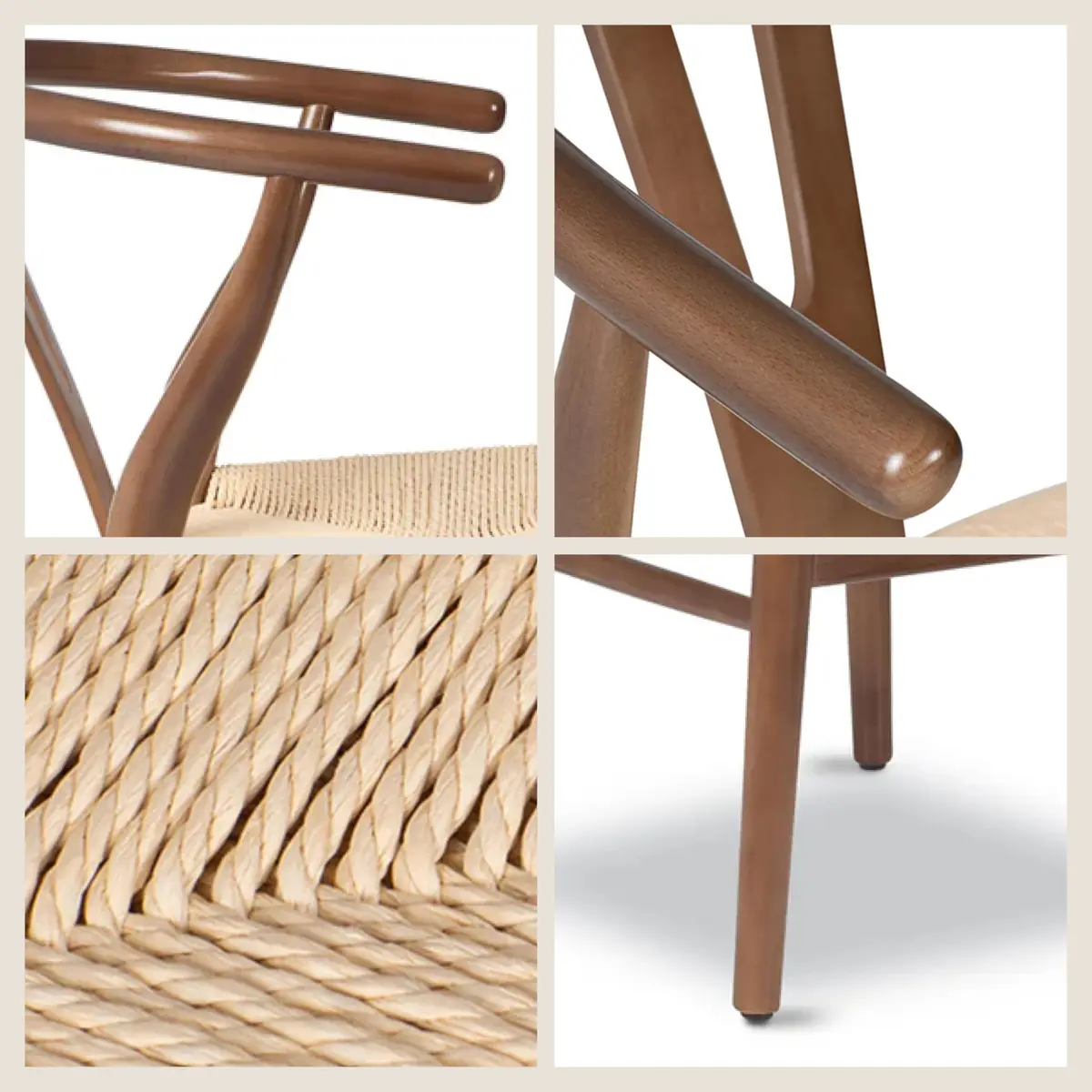 POLY & BARK Weave Dining Chair – Mid-Century Modern Wishbone Chair with Arms, Solid Wood Frame, Walnut, Single - view 6