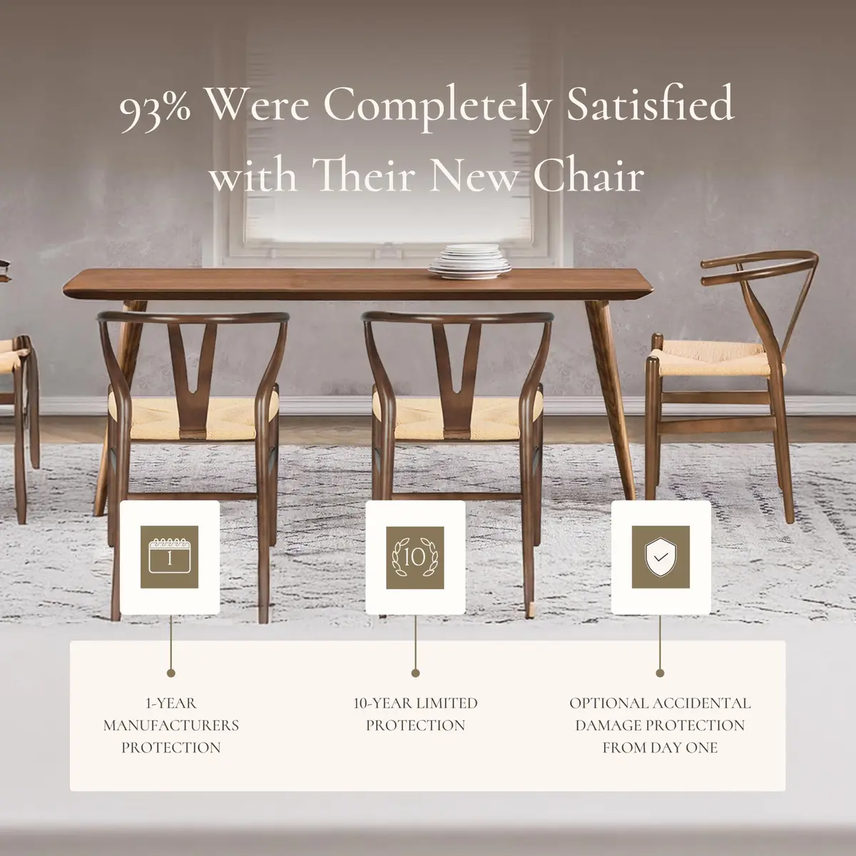POLY & BARK Weave Dining Chair – Mid-Century Modern Wishbone Chair with Arms, Solid Wood Frame, Walnut, Single - view 7