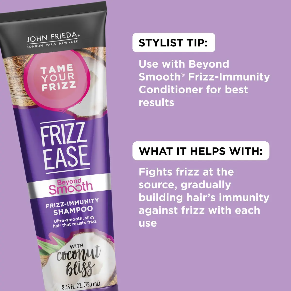 John Frieda Frizz Ease Beyond Smooth Frizz-Immunity Shampoo 8.45 Oz | Anti-Humidity & Frizz-Resistant - view 2