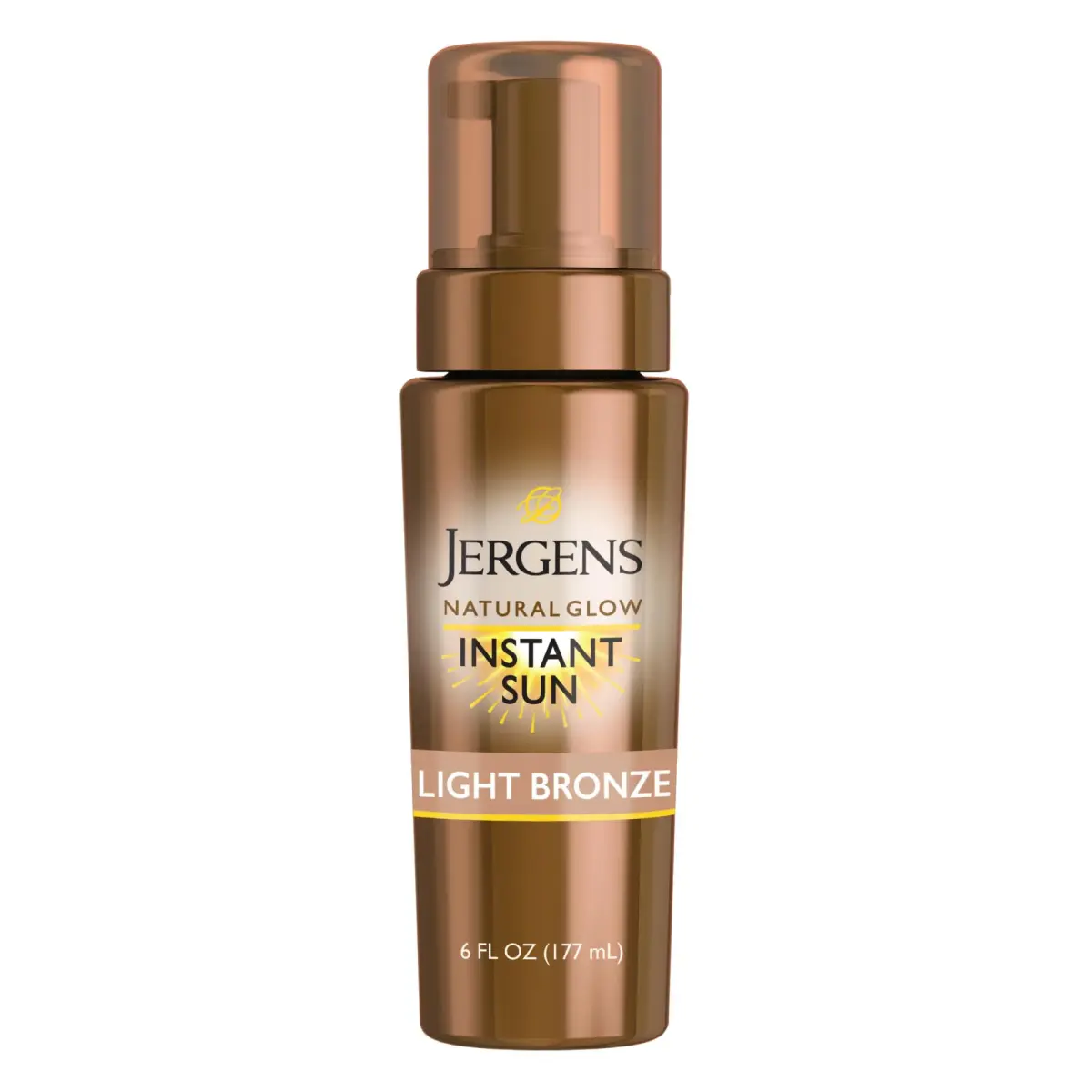 Jergens Natural Glow Instant Sun Mousse, Light Bronze Tan, 177ml (6 fl oz) | Streak-Free Body Bronzer - main product image