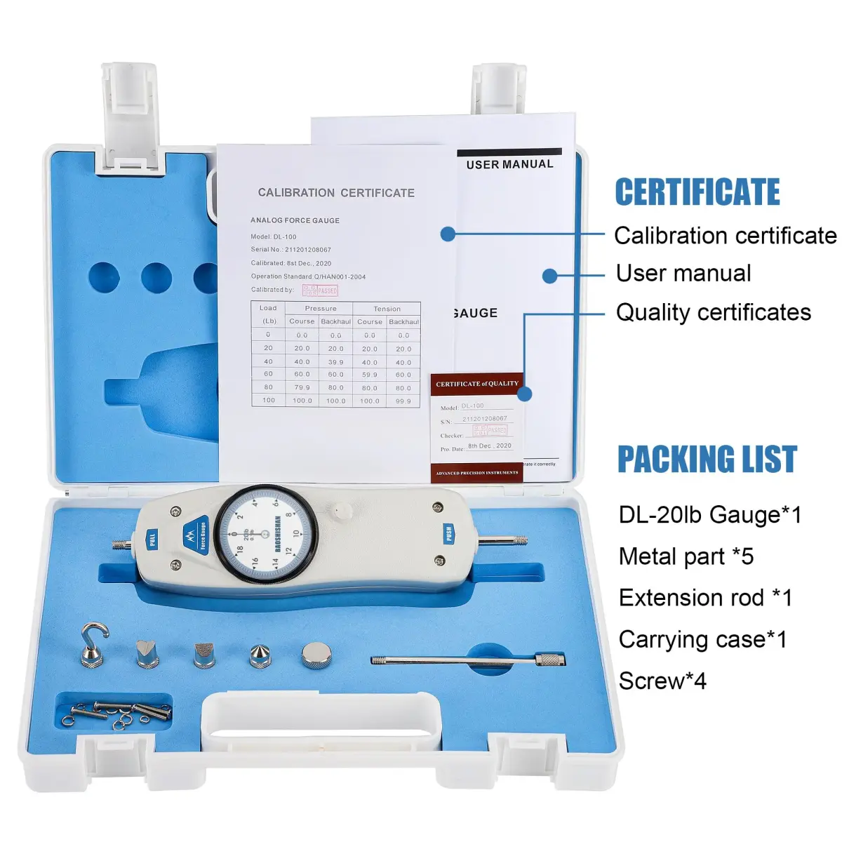 BAOSHISHAN DL Push Pull Force Gauge 9.07 kg (20 lb) | Accurate Force Measurement for Industry & Labs - view 3